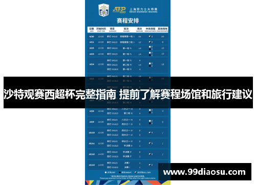 沙特观赛西超杯完整指南 提前了解赛程场馆和旅行建议