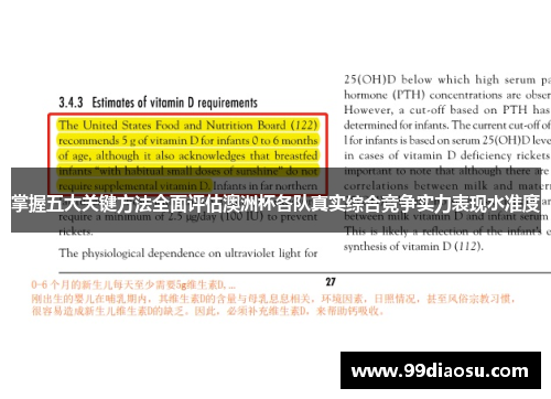 掌握五大关键方法全面评估澳洲杯各队真实综合竞争实力表现水准度 掌握五大关键方法全面评估澳洲杯各队真实综合竞争实力表现水准度